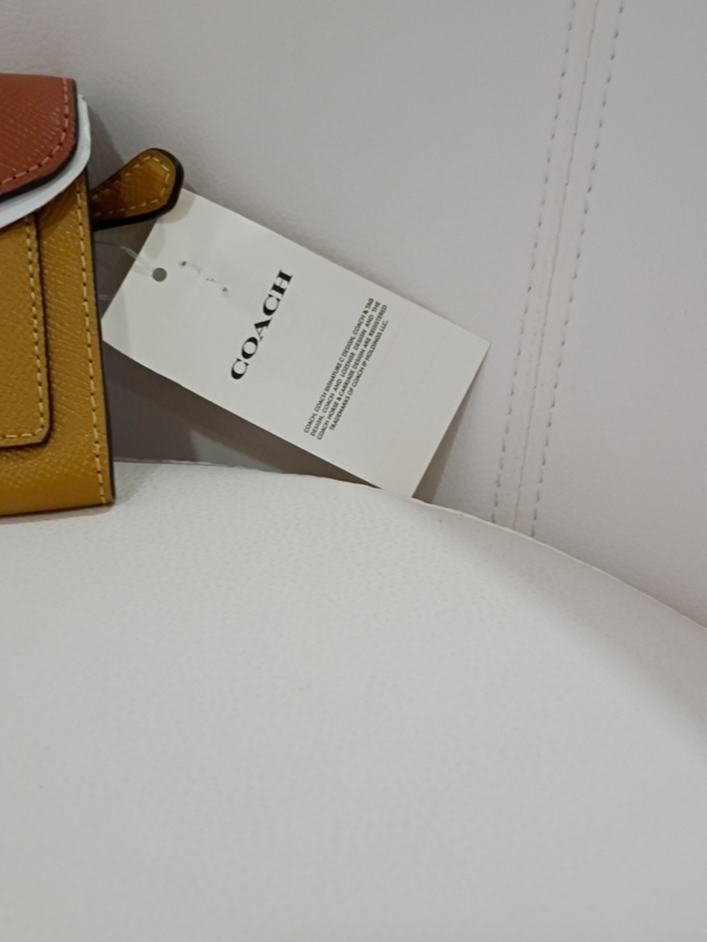 Coach Wyn Cross-grain Leather Envelope Wallet in Rust Brown & Mustard - Picture 3 of 8